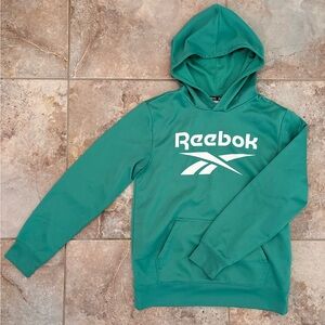 Reebok Kid’s XL Green Fleece Pullover Hoodie Athletic Sweatshirt Logo Activewear